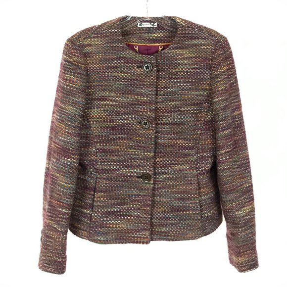 Size 4 LL Bean Wool Blend Tweed Button Down Jacket - Picture 1 of 4